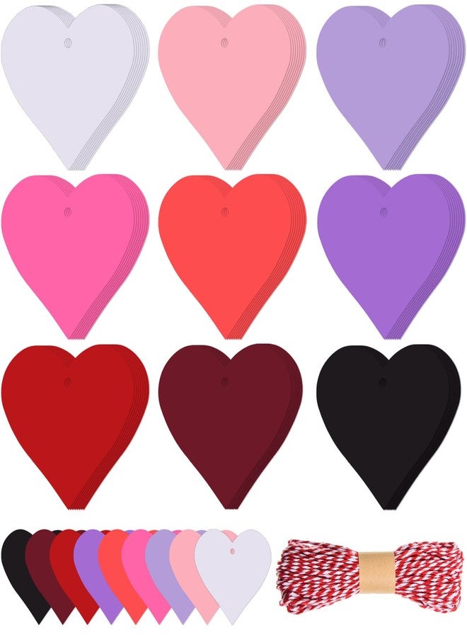 FOBSME 360 Pcs Valentine's Day Heart Tags Paper Heart Shape Cutouts Assorted Color Paper Hearts Valentine Heart Confetti Labels with 65.62 Rope for Valentine's Day Birthday Wedding Party Decorations,9 Colors - Image 1